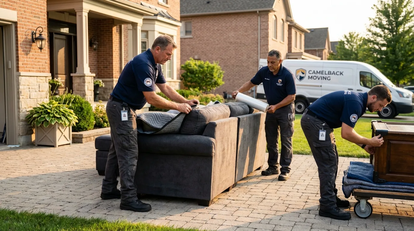 Large estate moving crew wrapping furniture in Houck, AZ